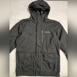 Columbia Omni-Tech Black Hooded Waterproof Rain Jacket Size M